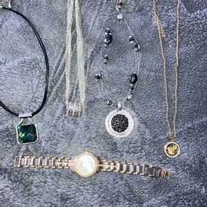 Necklace bundle silver gold watch